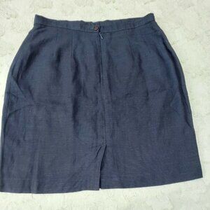 Mexx Womens Size 40 Viscose Linen Blend Pencil Skirt Fully Lined Navy Blue
